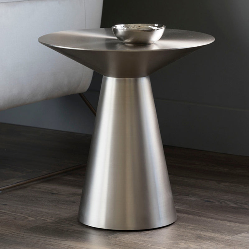 Metal Gold Round Modern Pedestal Side Table  End Table for Living Room