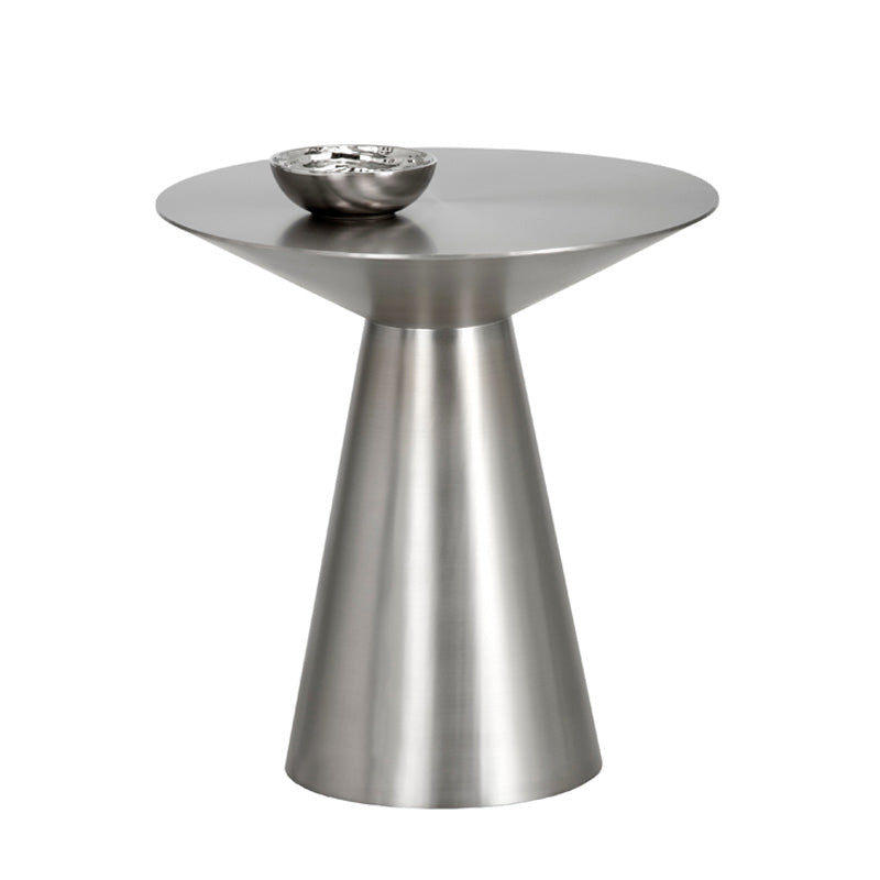 Metal Gold Round Modern Pedestal Side Table  End Table for Living Room