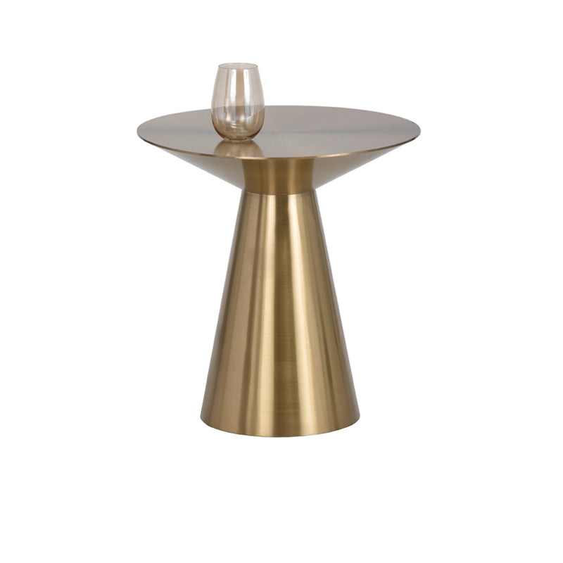 Metal Gold Round Modern Pedestal Side Table  End Table for Living Room