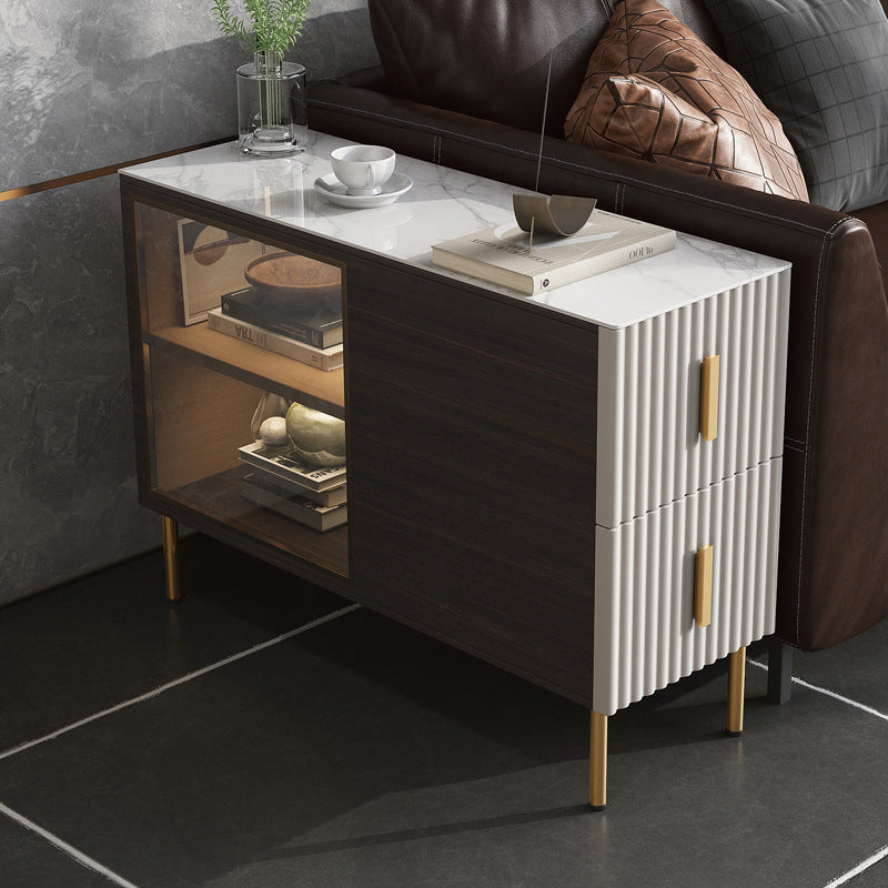 Modern Square 4 Legs Side Table with Storage for Living Room