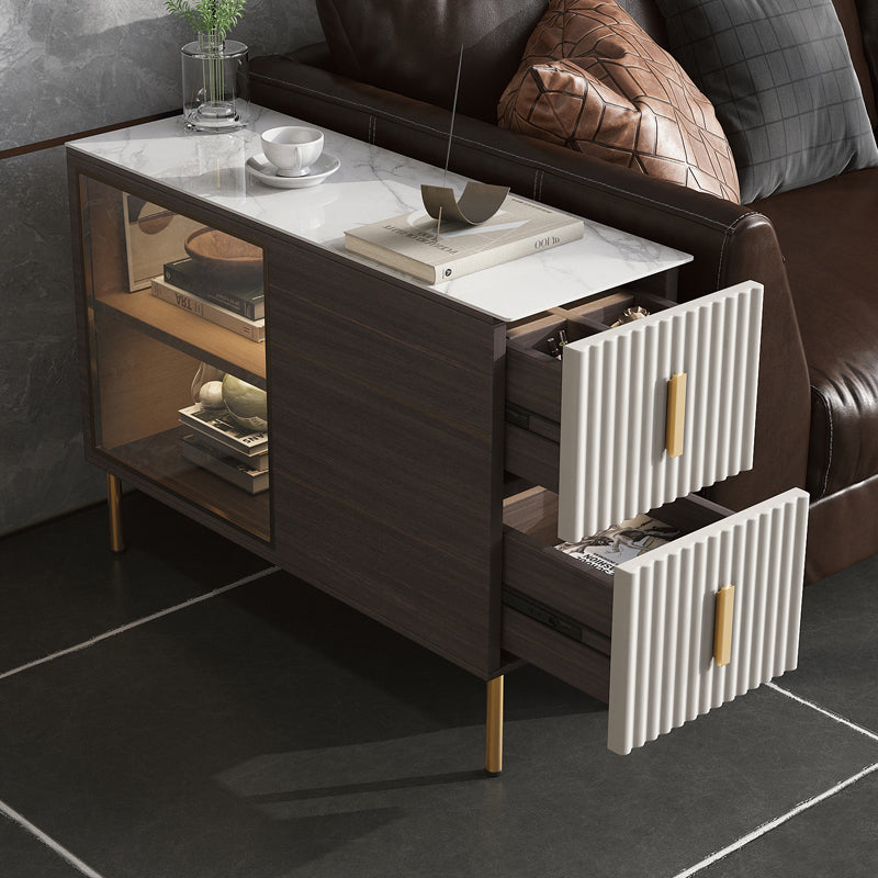 Modern Square 4 Legs Side Table with Storage for Living Room