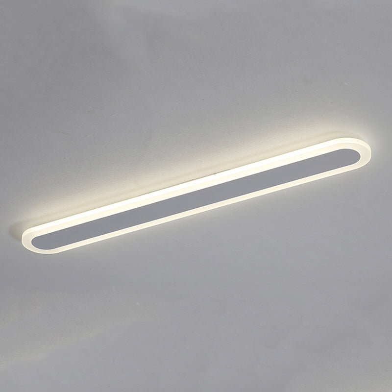 Metal Linear Shape Flush Ceiling Light Modern Style 1 Light Flush Mount Lighting in White