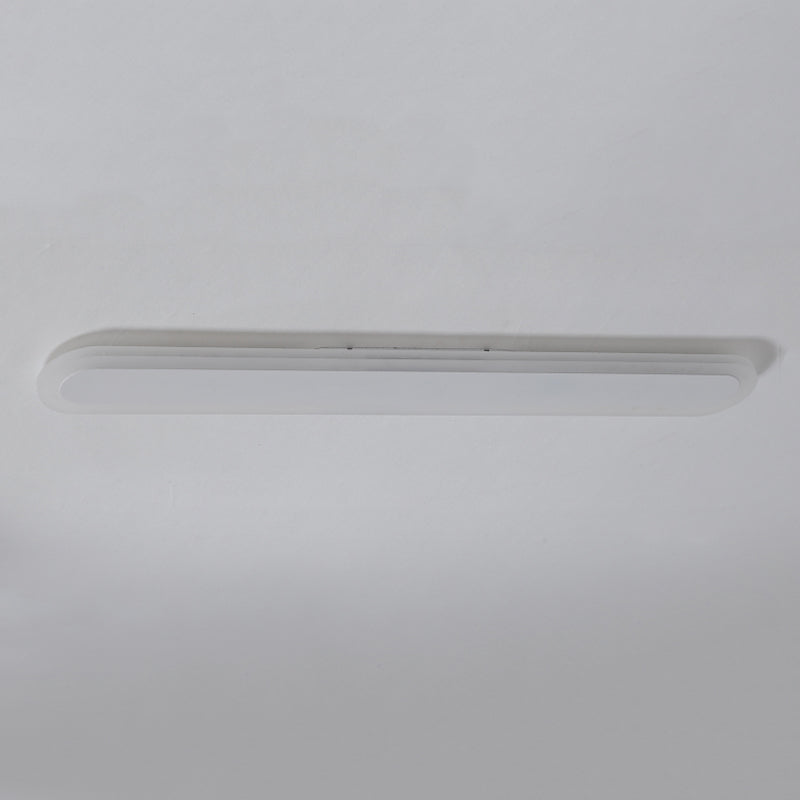 Metal Linear Shape Flush Ceiling Light Modern Style 1 Light Flush Mount Lighting in White