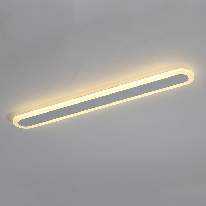 Metal Linear Shape Flush Ceiling Light Modern Style 1 Light Flush Mount Lighting in White