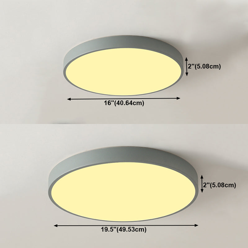 Metal Round Shape Flush Ceiling Light Nordic Macarons Style 1-Light Flush Mount Lighting