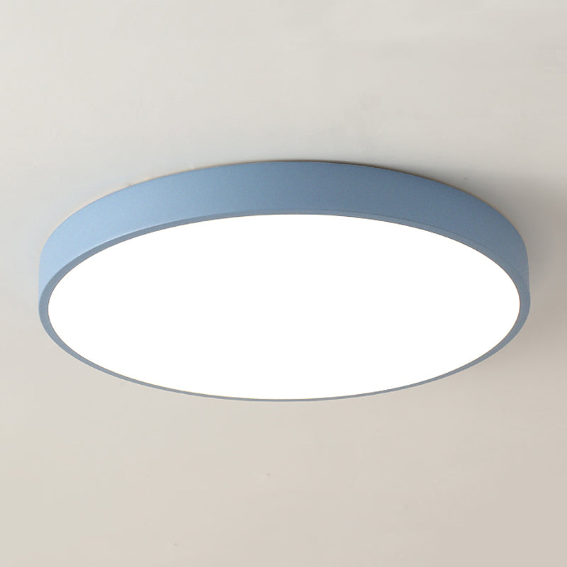 Metal Round Shape Flush Ceiling Light Nordic Macarons Style 1-Light Flush Mount Lighting