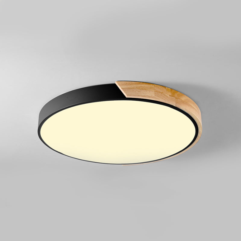 Nordic Round Ceiling Light Wood Colorful LED Flush Mount Light for Living Room