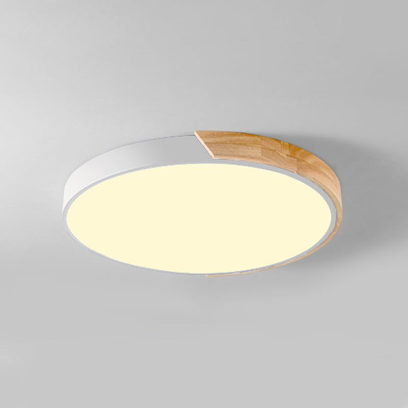 Nordic Round Ceiling Light Wood Colorful LED Flush Mount Light for Living Room