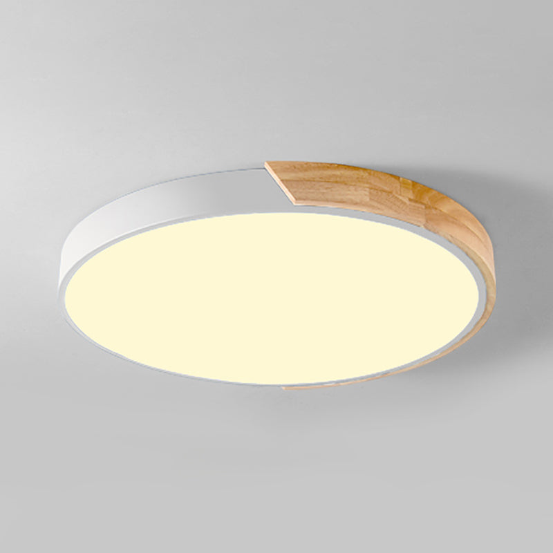 Nordic Round Ceiling Light Wood Colorful LED Flush Mount Light for Living Room