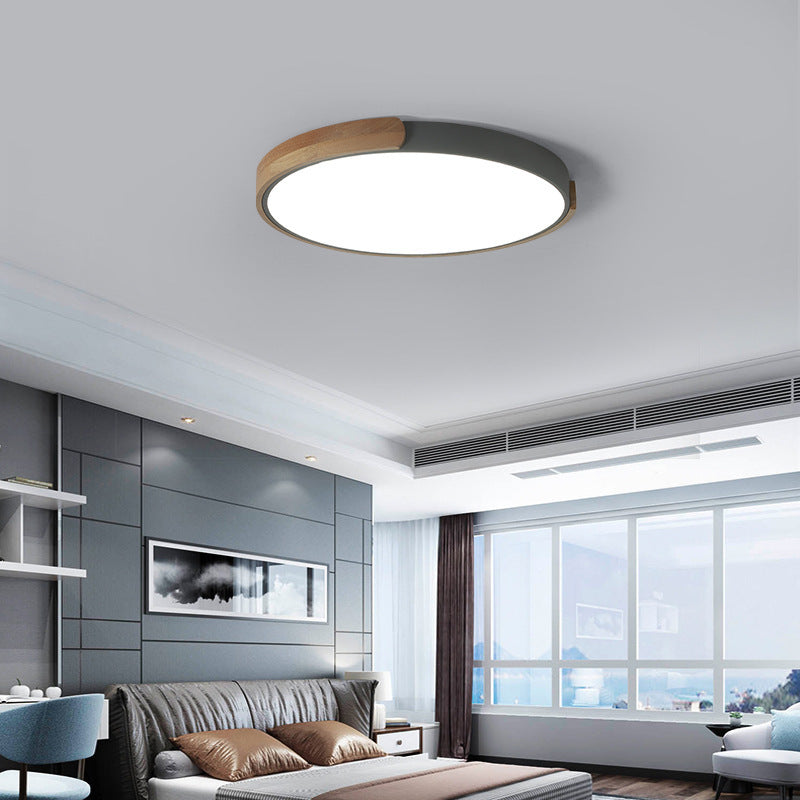 Round Shape Metal Flush Ceiling Light Nordic Macarons Style 1-Light Flush Mount Lighting