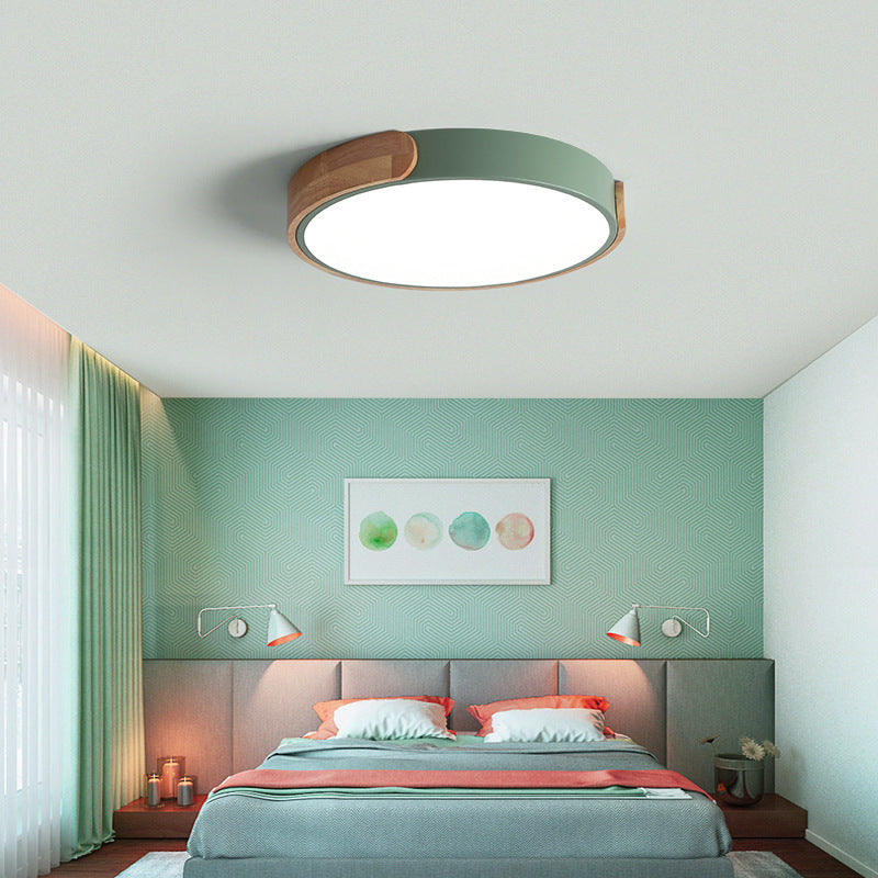 Round Shape Metal Flush Ceiling Light Nordic Macarons Style 1-Light Flush Mount Lighting