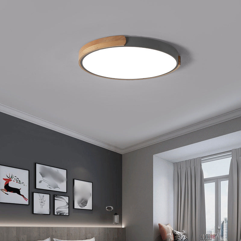 Round Shape Metal Flush Ceiling Light Nordic Macarons Style 1-Light Flush Mount Lighting