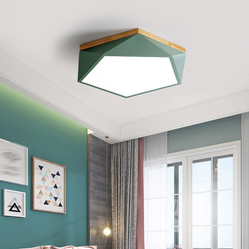 Metal Geometric Shape Flush Ceiling Light Nordic Macarons 1 Light Flush Mount Lighting