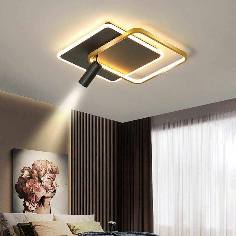 Minimalist Squared Ceiling Flush Mount Metal LED Bedroom Ceiling Fixture