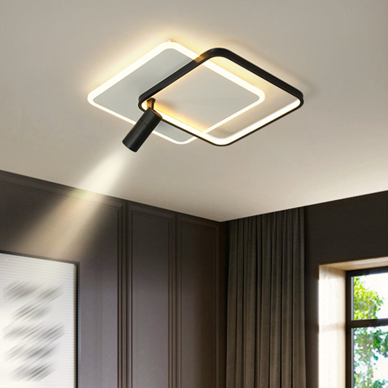 Minimalist Squared Ceiling Flush Mount Metal LED Bedroom Ceiling Fixture