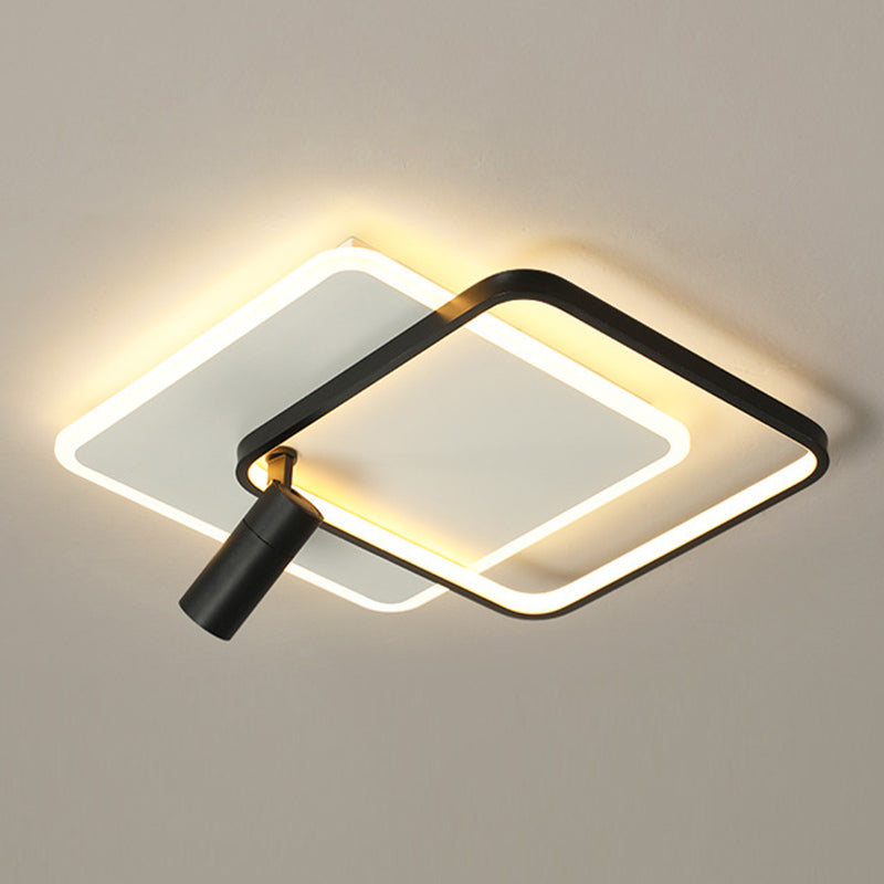 Minimalist Squared Ceiling Flush Mount Metal LED Bedroom Ceiling Fixture