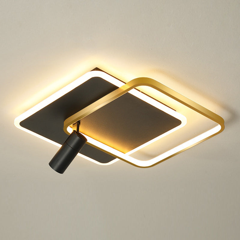 Minimalist Squared Ceiling Flush Mount Metal LED Bedroom Ceiling Fixture