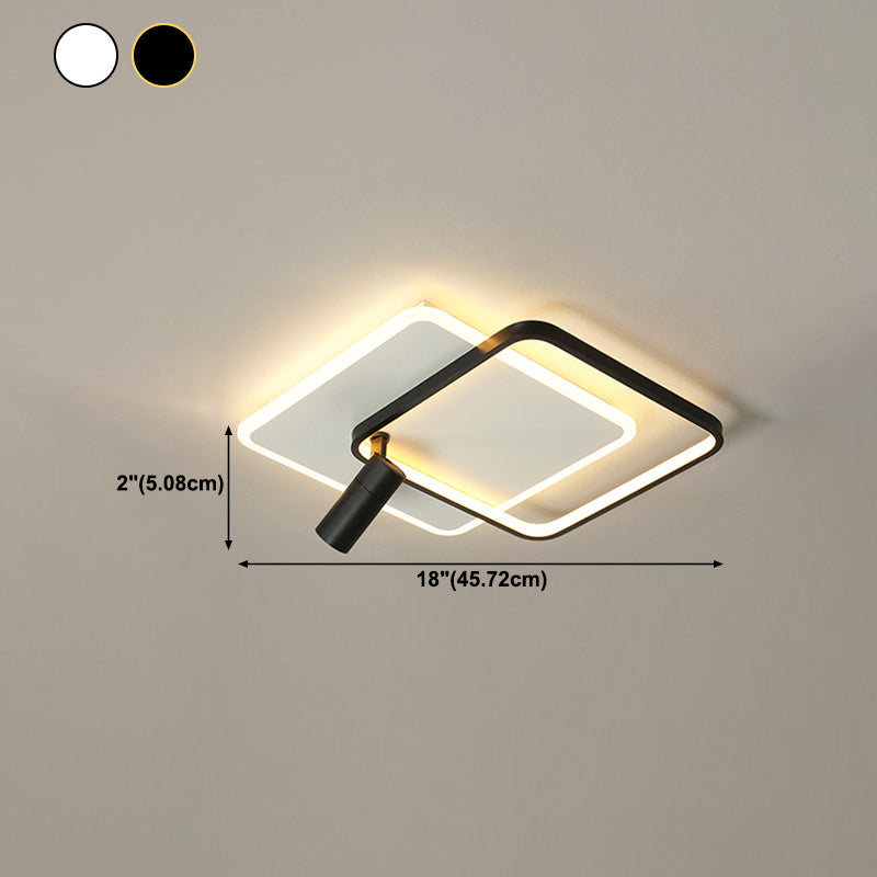 Minimalist Squared Ceiling Flush Mount Metal LED Bedroom Ceiling Fixture