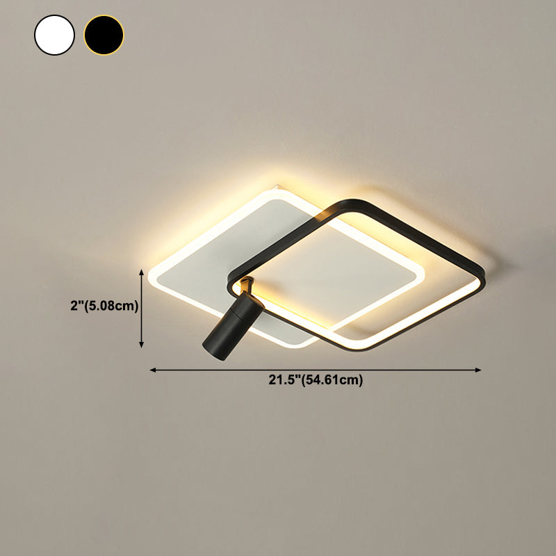 Minimalist Squared Ceiling Flush Mount Metal LED Bedroom Ceiling Fixture