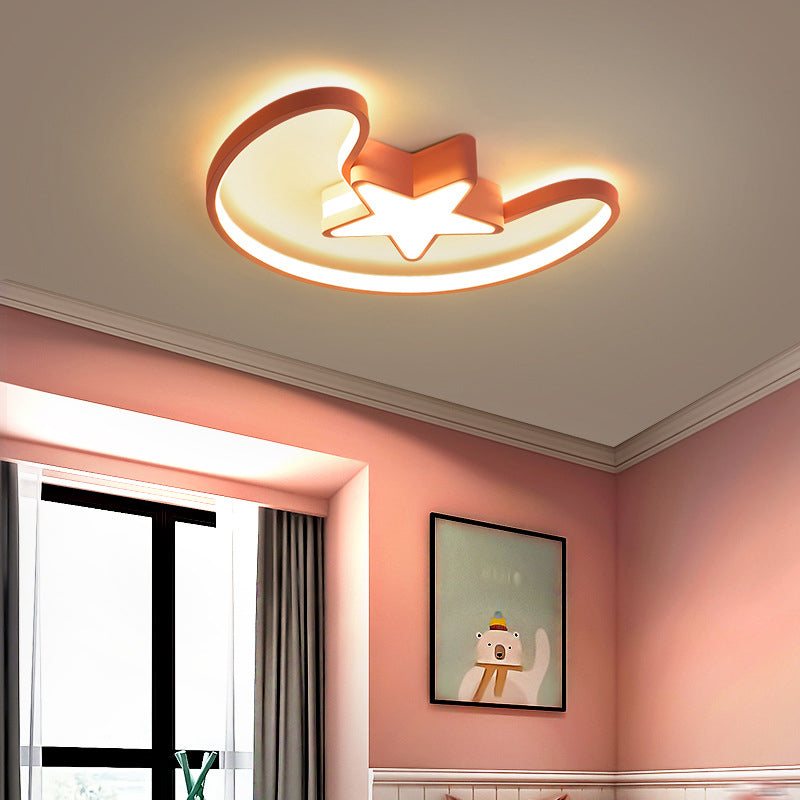 Metal Round Shape Flush Ceiling Light Kid Style 2-Lights Flush Mounted Lighting