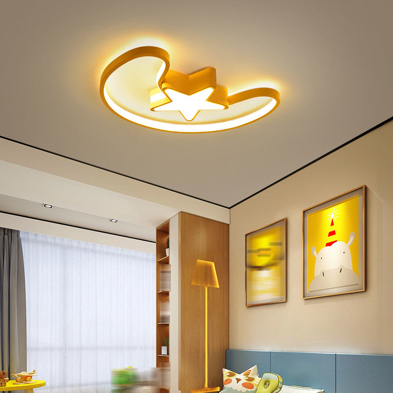 Metal Round Shape Flush Ceiling Light Kid Style 2-Lights Flush Mounted Lighting