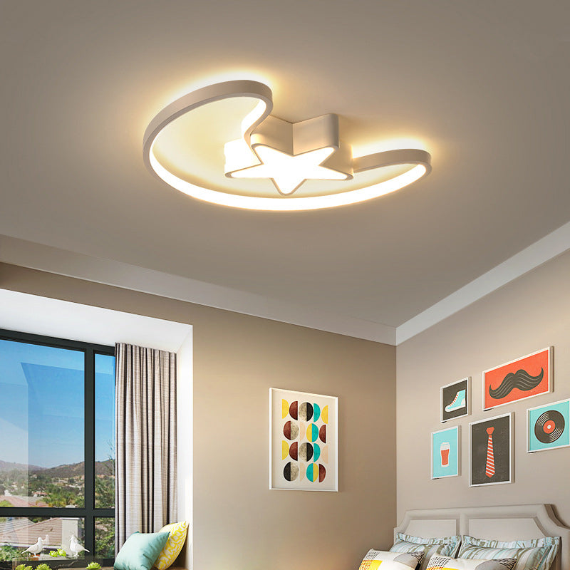 Metal Round Shape Flush Ceiling Light Kid Style 2-Lights Flush Mounted Lighting