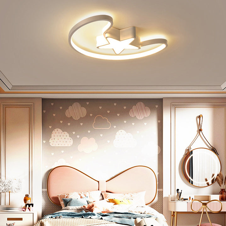 Metal Round Shape Flush Ceiling Light Kid Style 2-Lights Flush Mounted Lighting