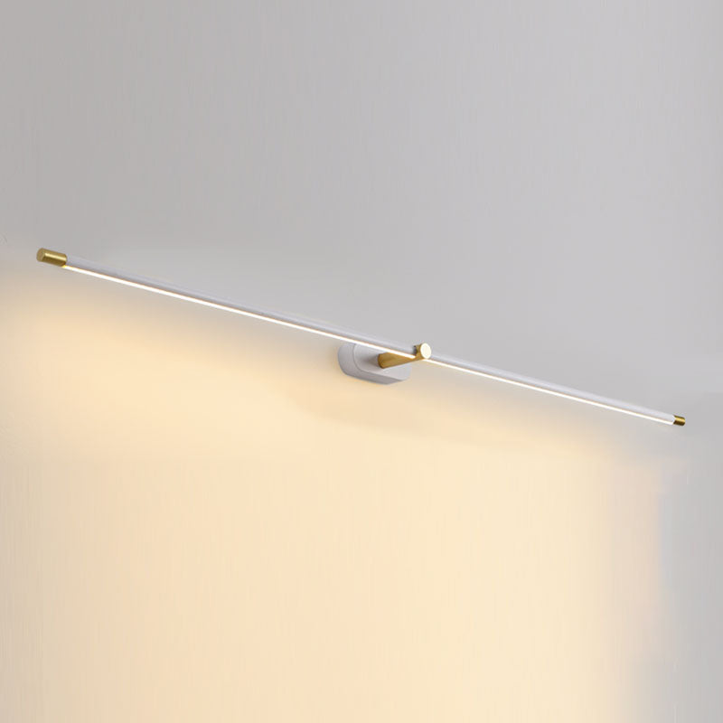 Metal Linear Shape Wall Light Modern 1-Light Mirror Wall Mounted Light Fixture