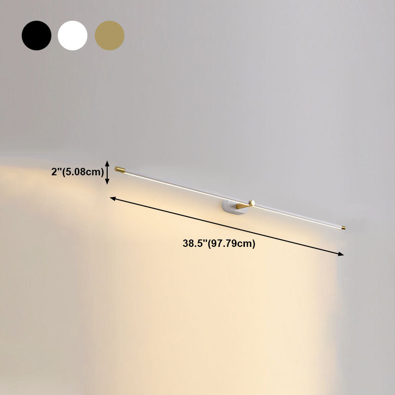 Metal Linear Shape Wall Light Modern 1-Light Mirror Wall Mounted Light Fixture