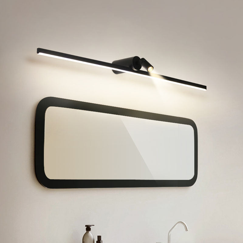 Metal Linear Shape Wall Light Modern 2-Lights Mirror Wall Mount Light Fixture