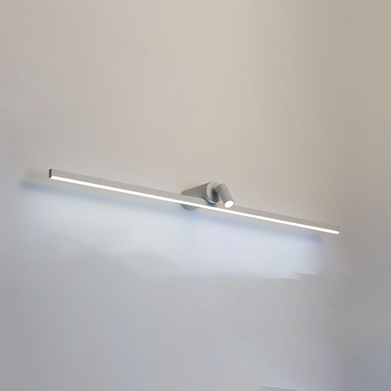 Metal Linear Shape Wall Light Modern 2-Lights Mirror Wall Mount Light Fixture