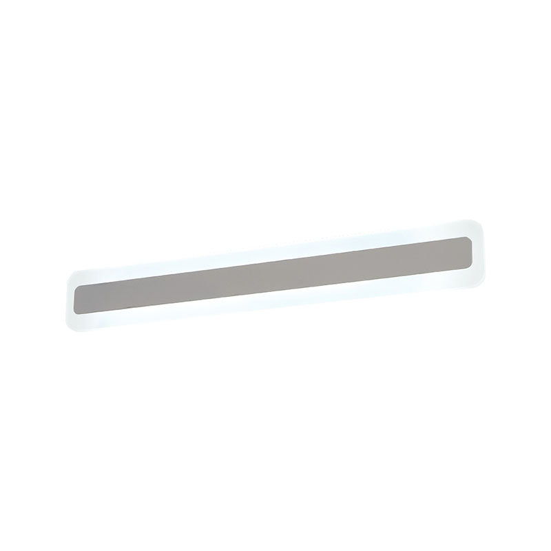 Metal Linear Shape Wall Light Modern 1-Light Mirror Wall Mount Light Fixture in White