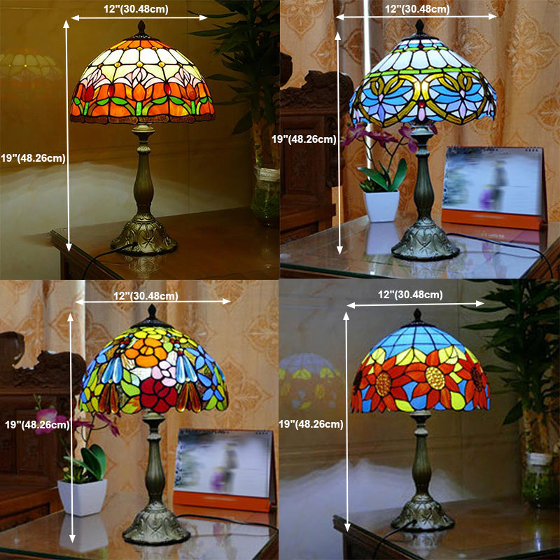 Tiffany Style Table Lamp 1-Light Desk Lamp with Glass Shade for Bedside