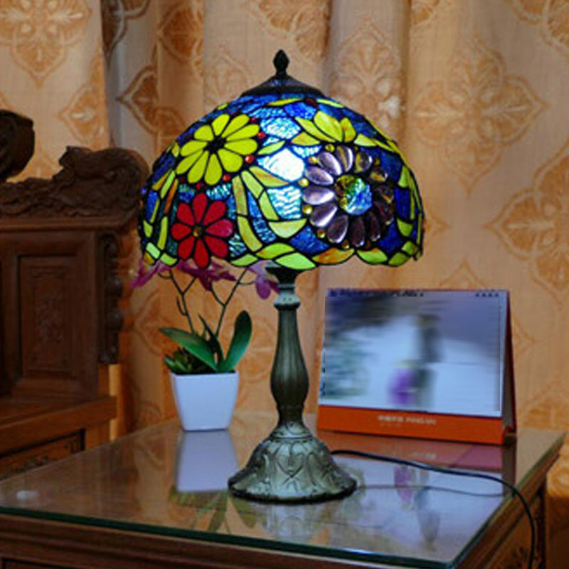 Tiffany Style Table Lamp 1-Light Desk Lamp with Glass Shade for Bedside