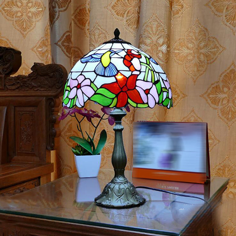 Tiffany Style Table Lamp 1-Light Desk Lamp with Glass Shade for Bedside