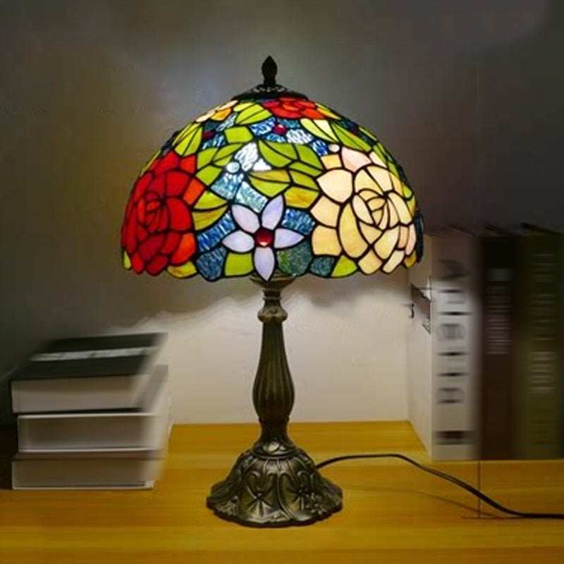 Tiffany Style Table Lamp 1-Light Desk Lamp with Glass Shade for Bedside