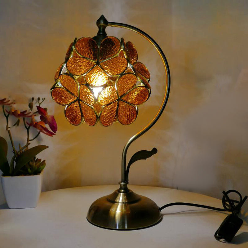 Tiffany Style Table Lamp 1-Light Desk Light with Glass Shade for Bedroom