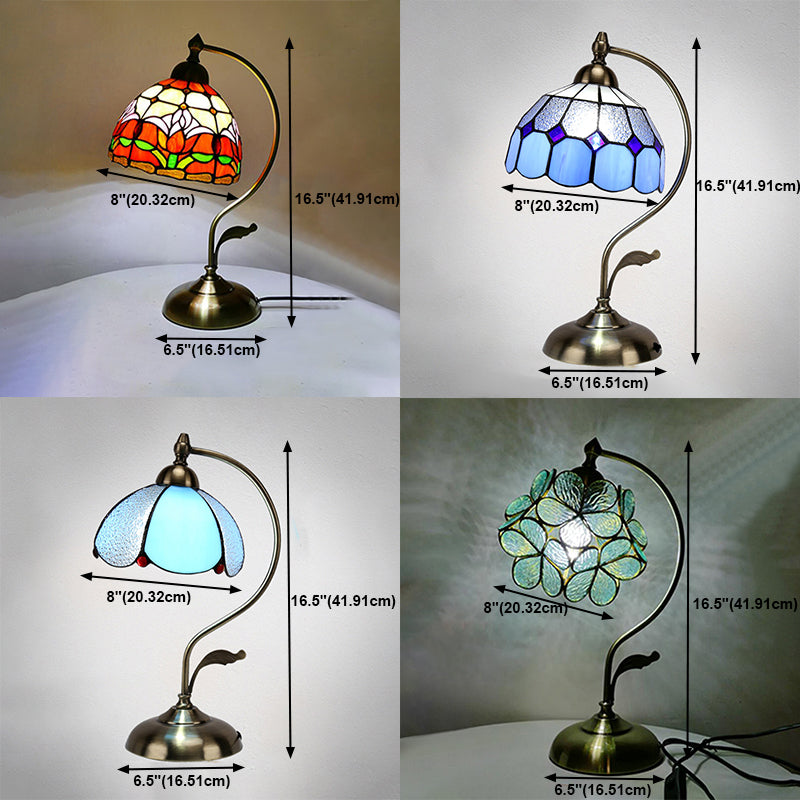 Tiffany Style Table Lamp 1-Light Desk Light with Glass Shade for Bedroom