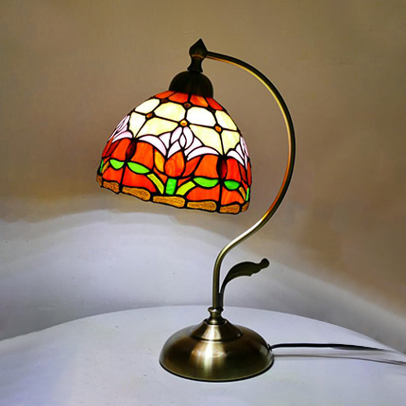 Tiffany Style Table Lamp 1-Light Desk Light with Glass Shade for Bedroom