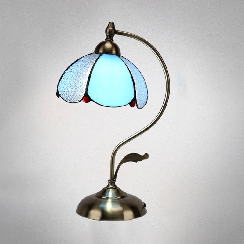 Tiffany Style Table Lamp 1-Light Desk Light with Glass Shade for Bedroom