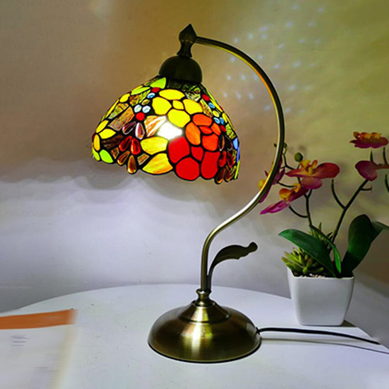 Tiffany Style Table Lamp 1-Light Desk Light with Glass Shade for Bedroom