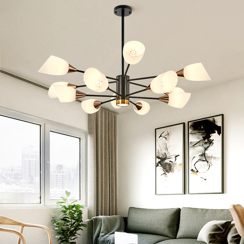 Modern Chandelier Minimalism Glass Shade Hanging Lighting Fixture for Sitting Room