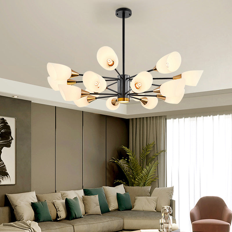 Modern Chandelier Minimalism Glass Shade Hanging Lighting Fixture for Sitting Room