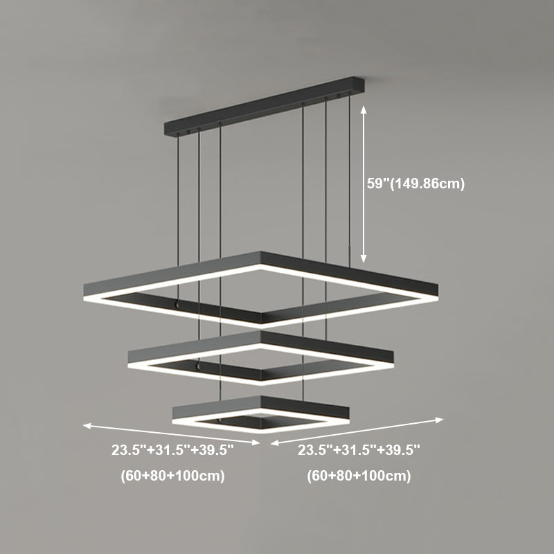 Square Shape Metal Hanging Lights Modern Style Hanging Light Fixtures in Black