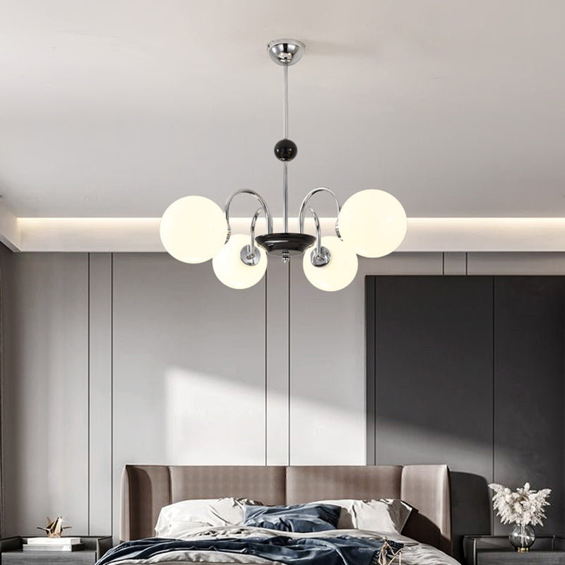 Glass Spherical Shape Chandelier Modern Style Multi Light Chandelier Light for Bedroom