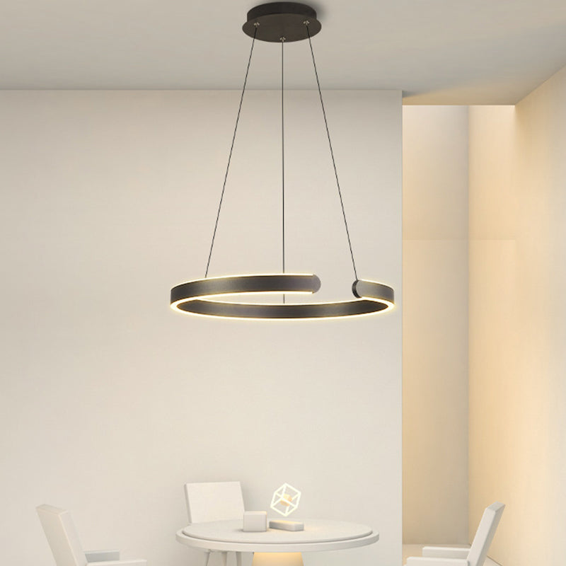 Linear Metal Pendant Light Fixtures Modern Style 2 Light Hanging Light Fixtures in Black