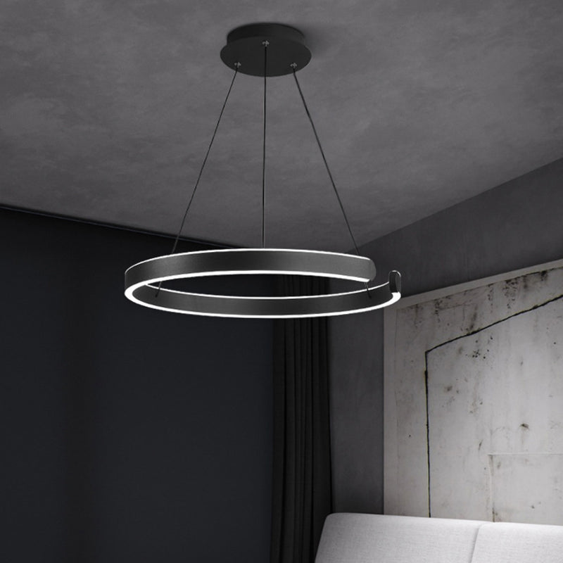 Linear Metal Pendant Light Fixtures Modern Style 2 Light Hanging Light Fixtures in Black