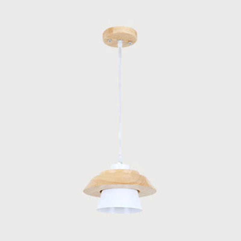 Wood Minimalism Hanging Ceiling Light Cone Pendant Light for Dining Room