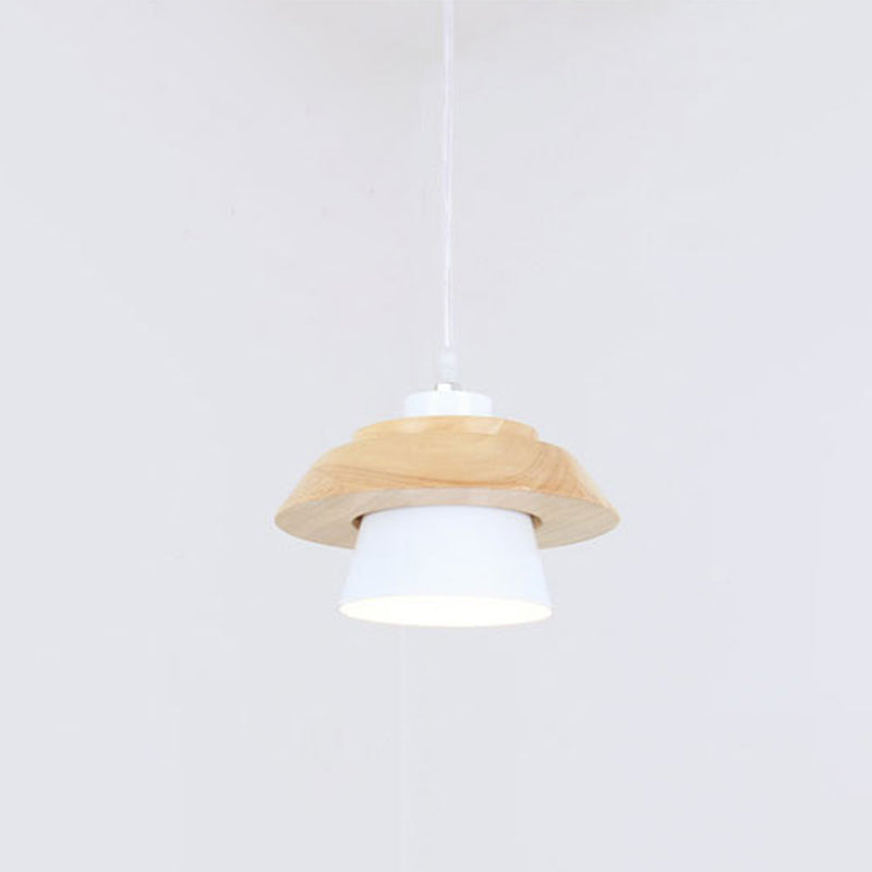 Wood Minimalism Hanging Ceiling Light Cone Pendant Light for Dining Room