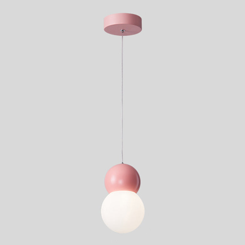 Glass Ball Pendant Lamp Macaron 1 Bulb Multi Colored Hanging Light for Restaurant Bedroom